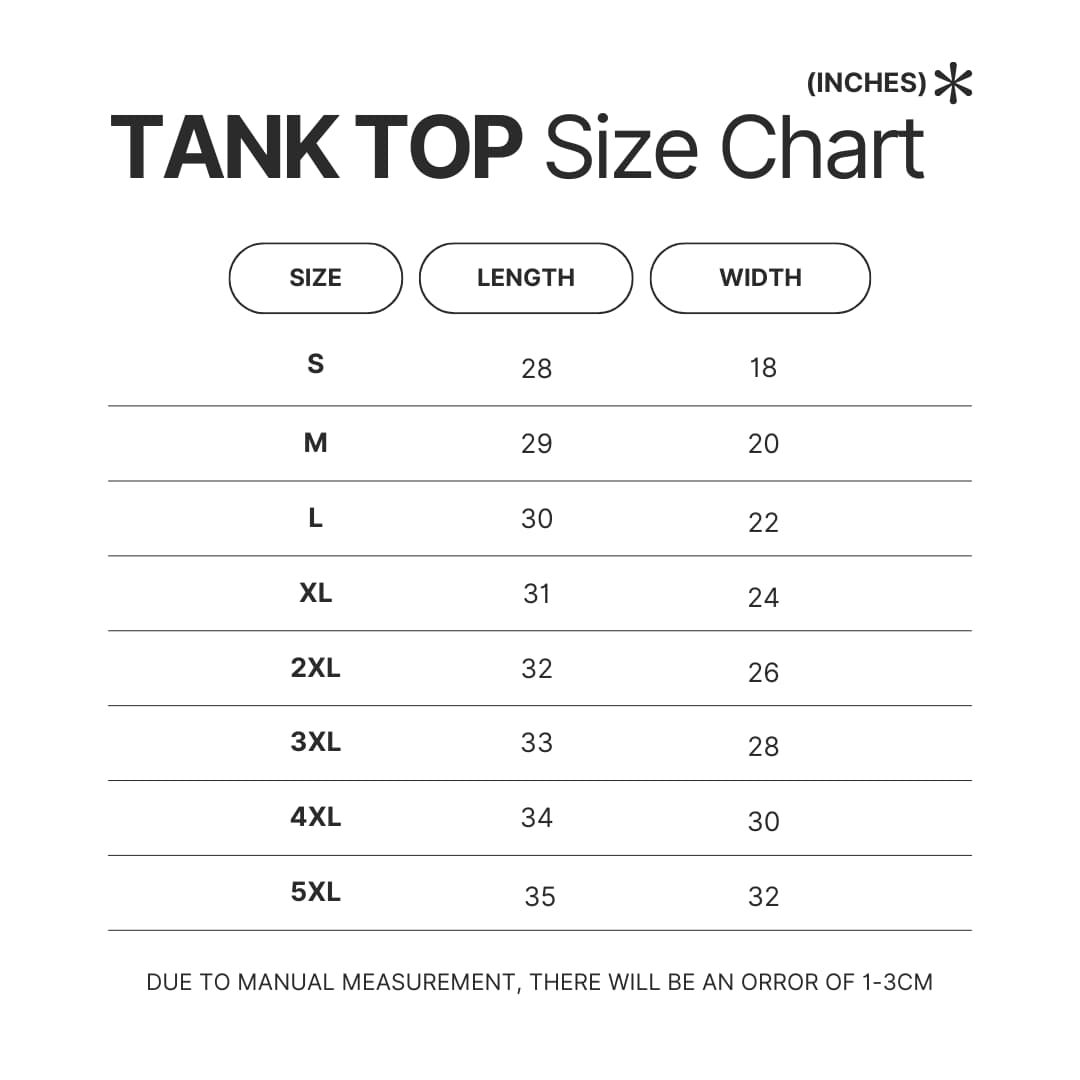 Tank Top Size Chart - Arknights Store