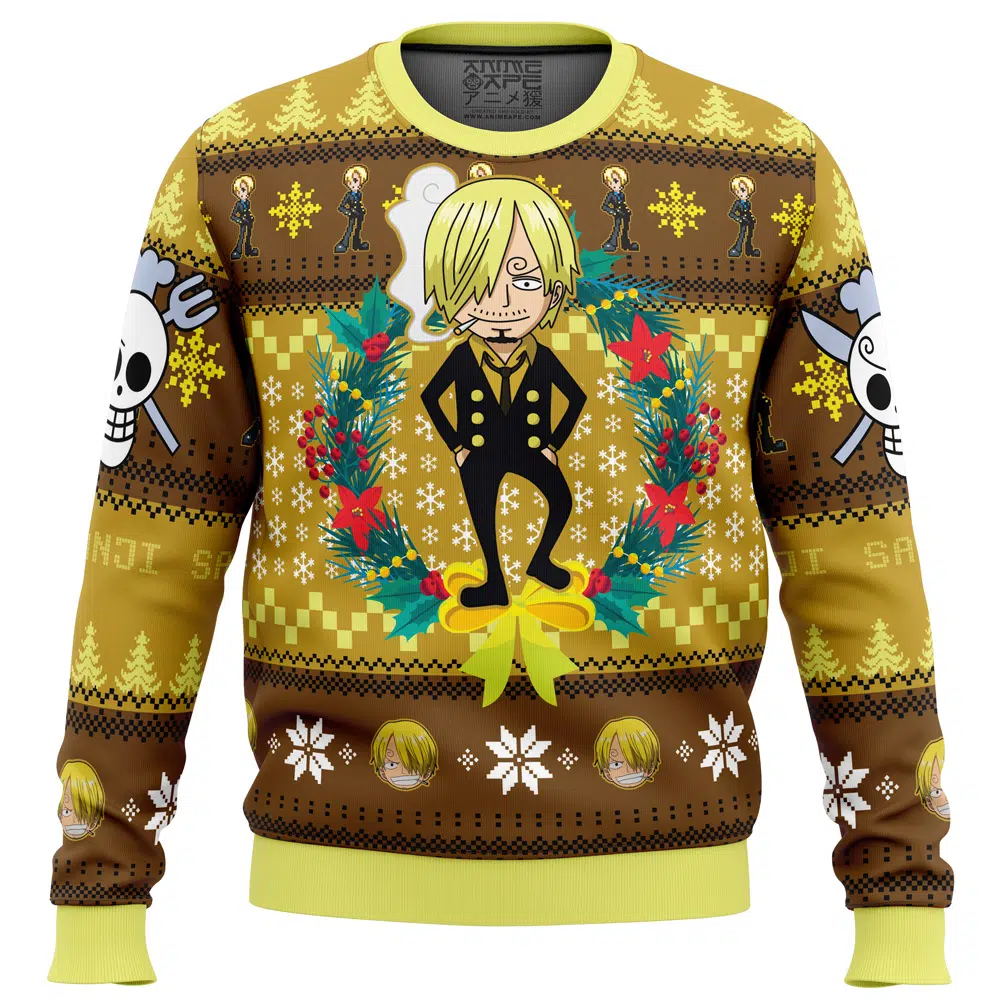 Christmas Sanji One Piece men sweatshirt FRONT mockup - Arknights Store
