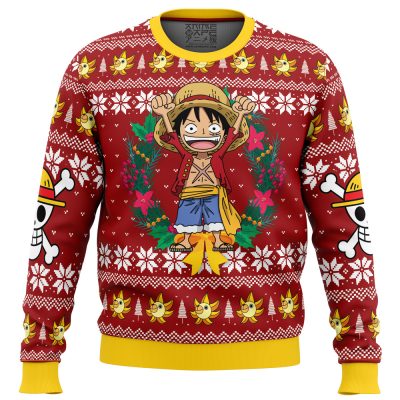 Monkey D Luffy Christmas OP Ugly Christmas Sweater FRONT mockup - Arknights Store